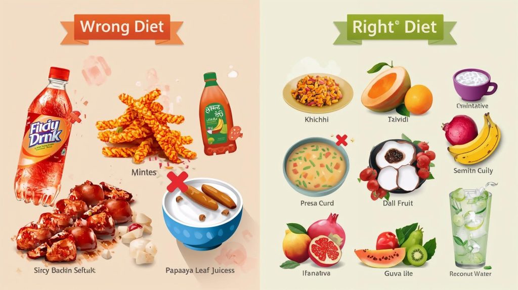 wrong diet vs right diet in dengue