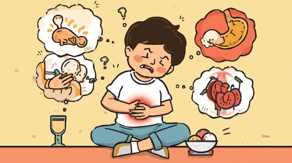 Person contemplating various food options