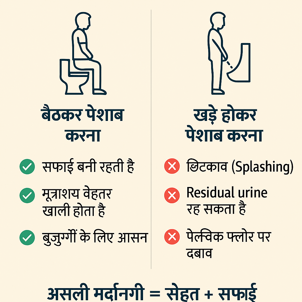 standing or sitting peeing