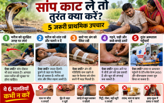 सांप काटने पर 5 जरूरी प्राथमिक उपचार और 6 गलतियाँ जिनसे बचना चाहिए।